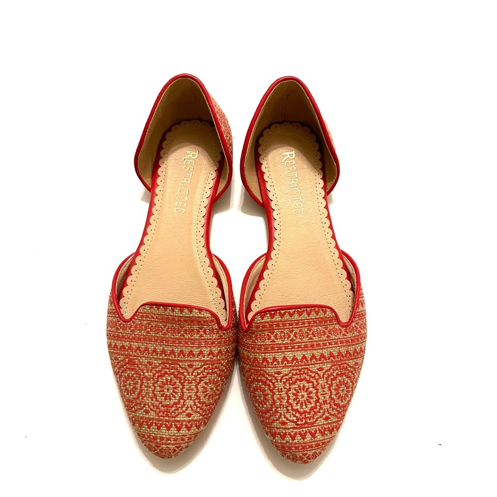 Restricted Orange Print Flats Size 6.5